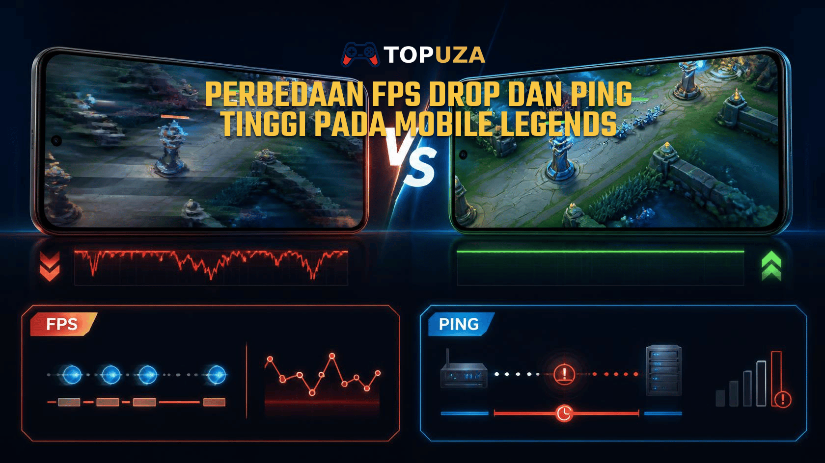 Perbedaan FPS drop dan ping tinggi pada Mobile Legends