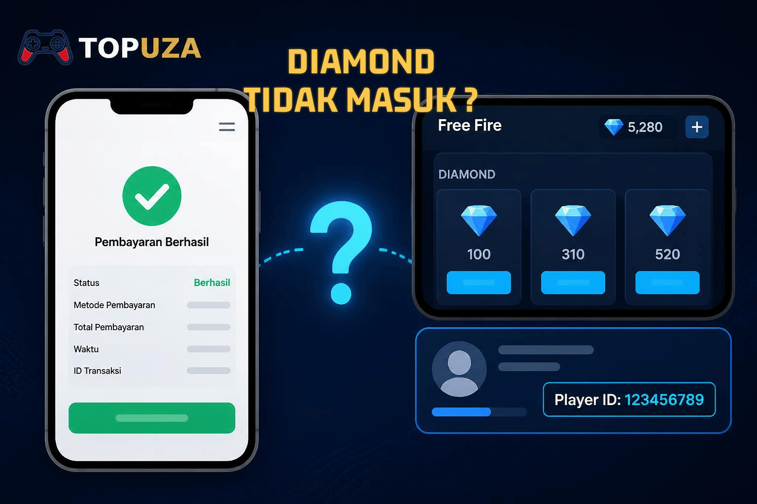 Profil Free Fire dengan nomor Player ID ditandai