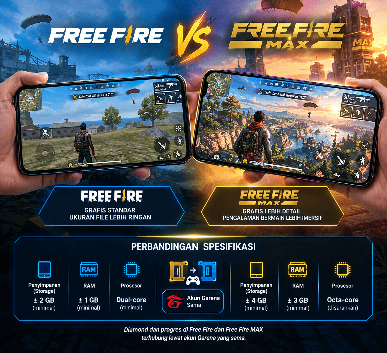 Perbedaan Free Fire biasa dan Free Fire MAX yang sering disebut Free Fire Ultimate