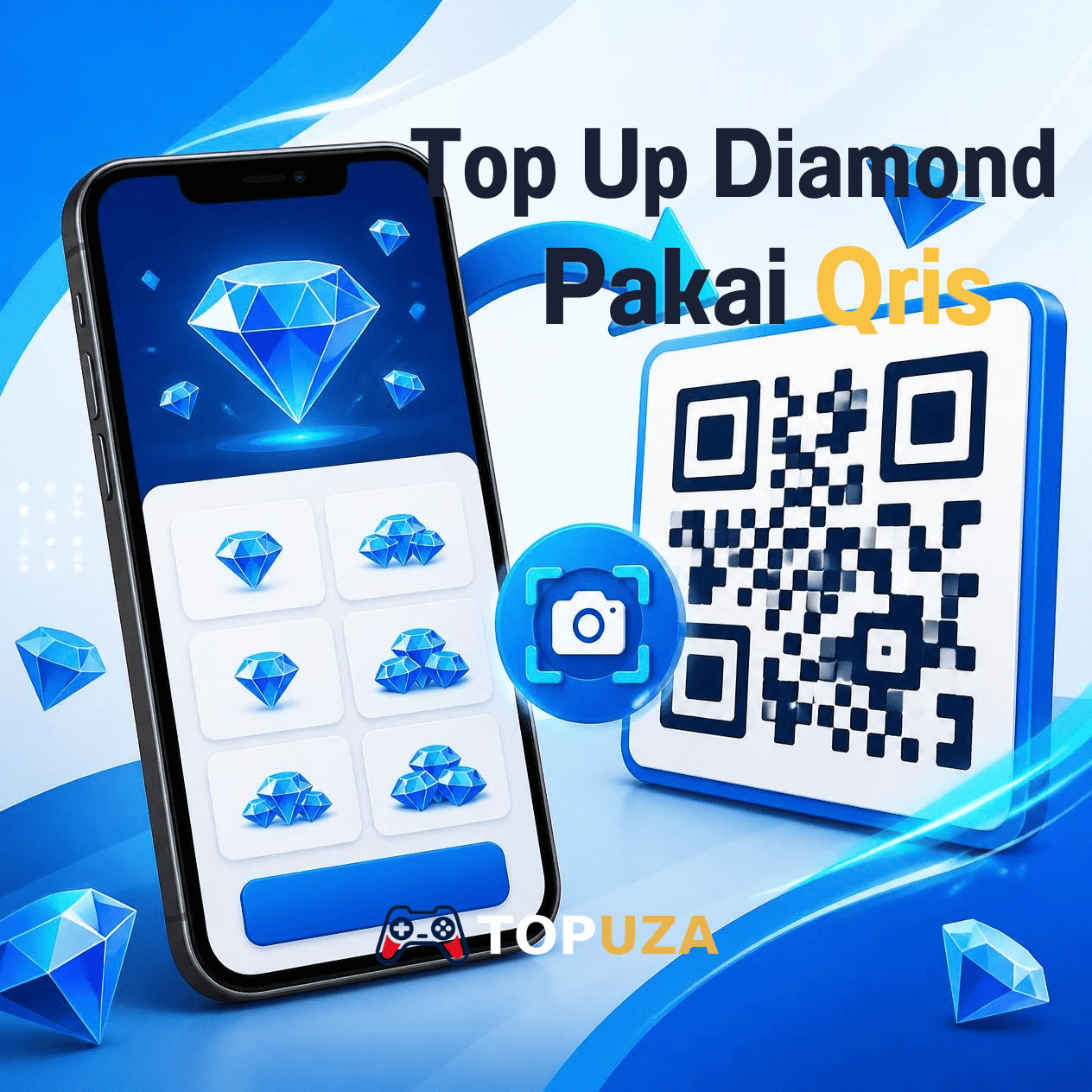 Langkah top up diamond Mobile Legends pakai QRIS di Topuza