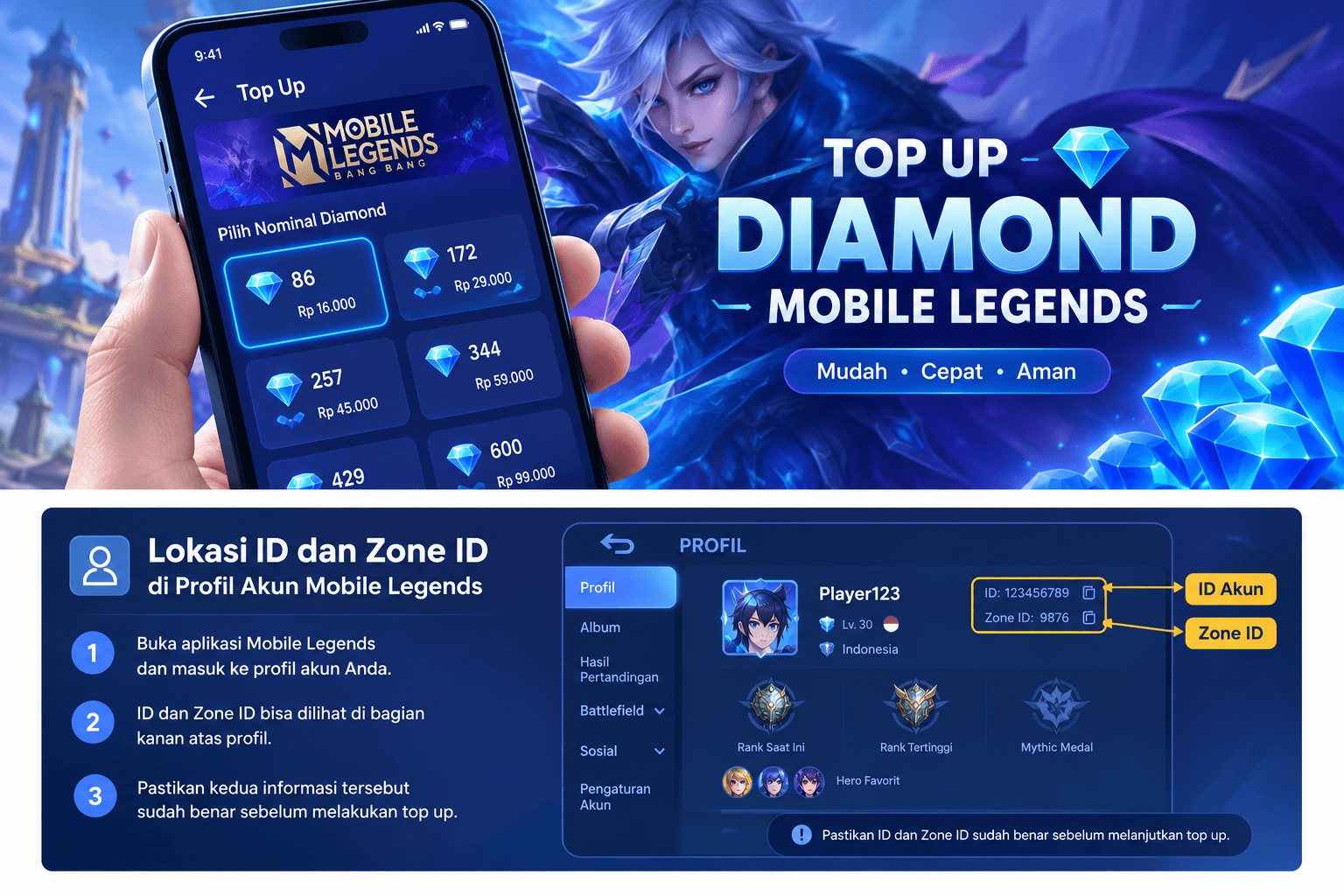 Cara top up diamond Mobile Legends lewat HP