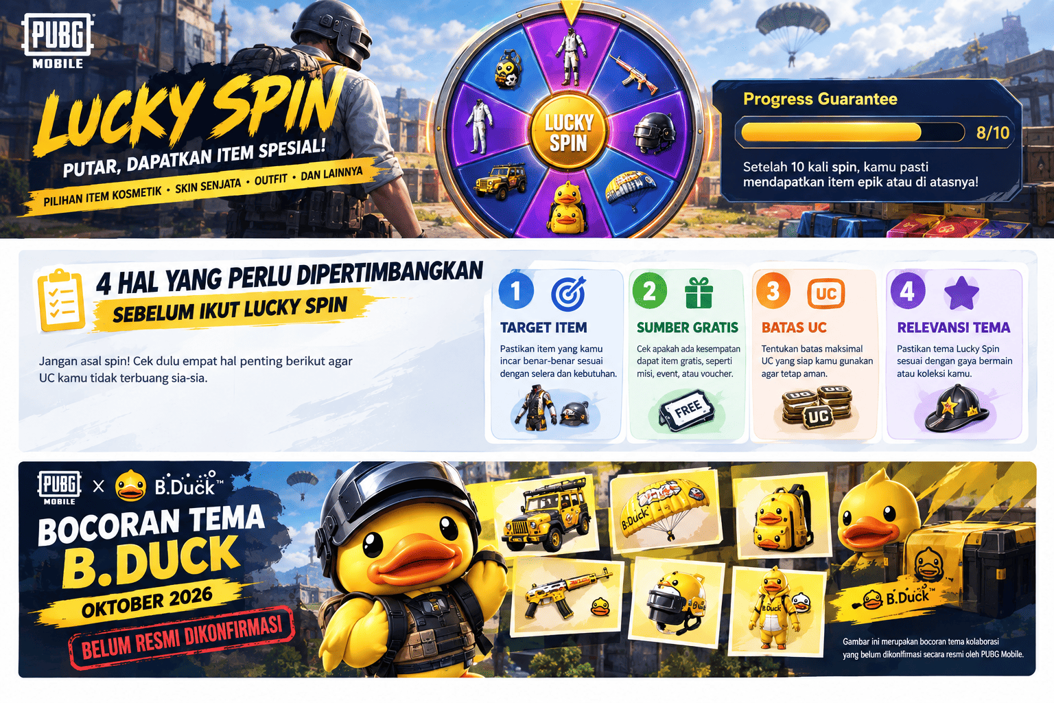 Checklist pertimbangan sebelum ikut Lucky Spin PUBG Mobile